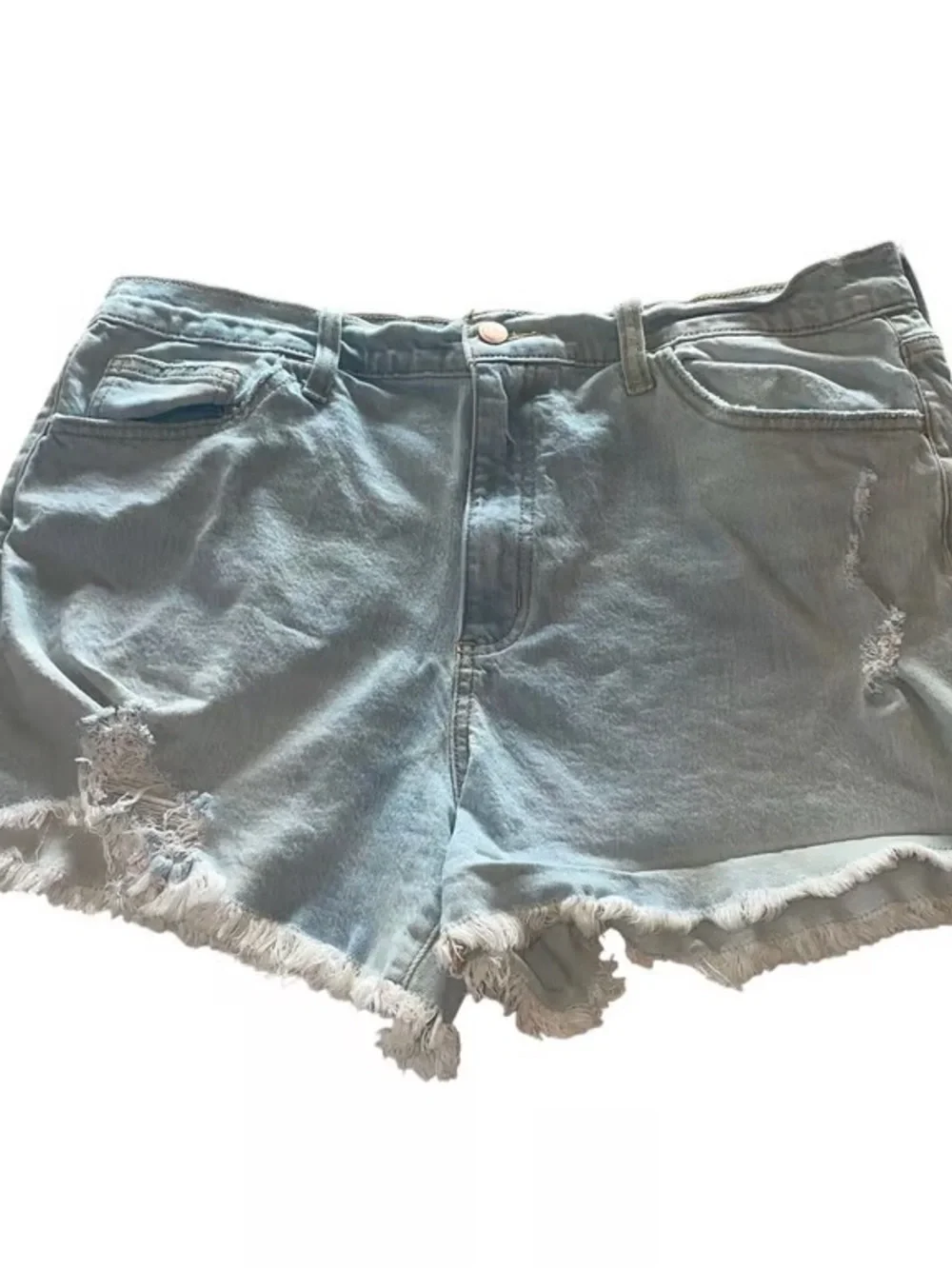 Light Blue Distressed Denim Shorts for Women